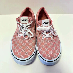 Women’s Vans Off The Wall Lace Up Shoes Pink White Checkerboard Size 9.6 #721356